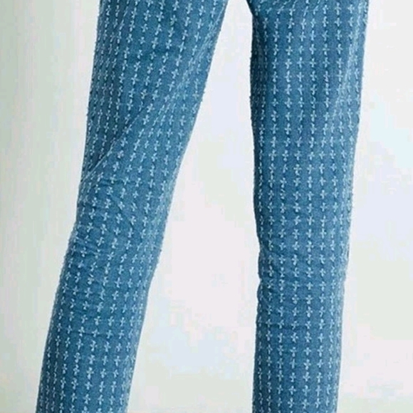 PacSun Jeans Womens Sz 25 Blue Dad Jean Straight All Over Distressed Crosses - Picture 2 of 8